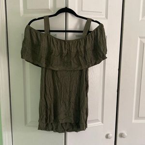 Green off the shoulder top